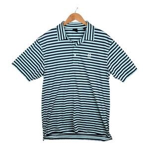 Dunning Golf Teal Green Striped Short Sleeve Performance Golf Polo Size XL